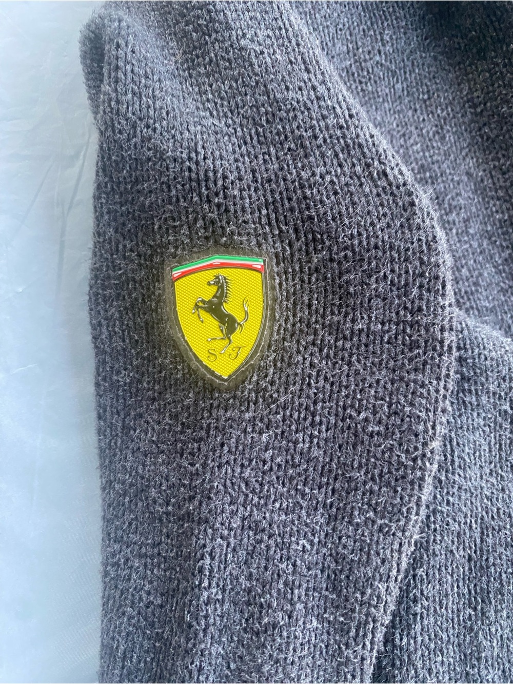 Puma Ferrari Men's Charcoal Gray & Black Zip-Up Shawl Collar Sweater